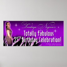 Bombshell Zebra Leopard Party Banner 30x15 Posters