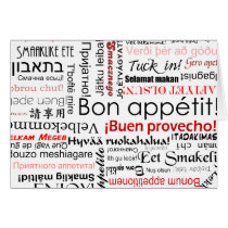Bon appetit in many different languages typography greeting cards