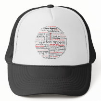 Bon appetit in many different languages typography mesh hat
