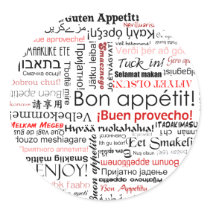 Bon appetit in many different languages typography stickers