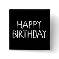 BonBon Party Happy Birthday Black & White Button