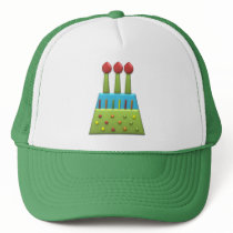BonBon Party Rainbow Birthday Cake Green Mesh Hats