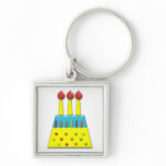 BonBon Party Rainbow Birthday Cake Yellow keychains