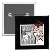 Bone Cancer Fight Like A Girl Boxer Pinback Buttons