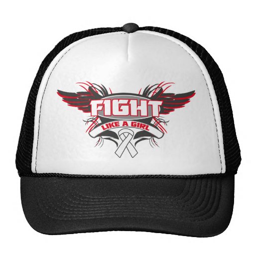 Bone Cancer Fight Like a Girl Wings.png Trucker Hats