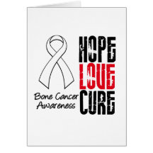 Bone Cancer Hope Love Cure Ribbon Cards