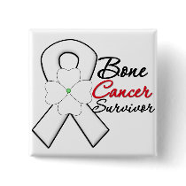 Bone Cancer Survivor Flower Ribbon Button