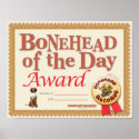 Bonehead Award Certificate posters