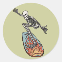 Bonehead Board Dude Round Sticker
