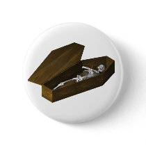 Bones in a Coffin: Halloween: Pinback Button