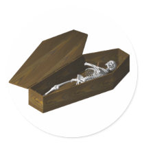Bones in a Coffin: Halloween: Round Stickers