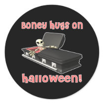 Boney-Hugs-on-Halloween Round Stickers