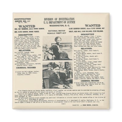 bonnie and clyde fbi poster magnet by amazingvintage