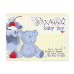 Bonnie Blue Bear Shower Invitation postcards