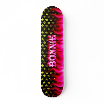 Bonnie skateboard pink fire and flames design by skatersollie