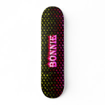 Bonnie skateboard pink fire and flames design