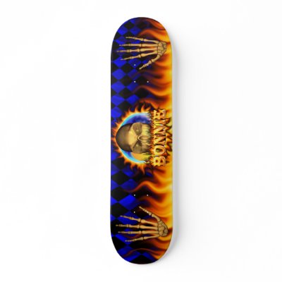 Bonnie skull real fire and flames skateboard desig by skatersollie