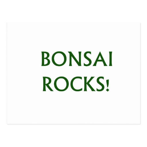 Bonsai Rocks Slogan saying done in Green Text Post Card
