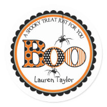 BOO and Spiders Halloween Treat Stickers