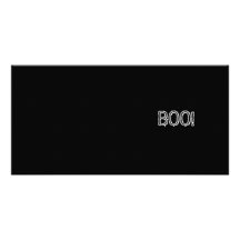 BOO! Grungy Font, black and white. Custom Photo Card