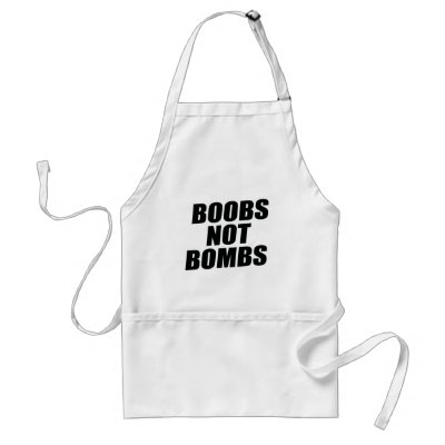 BOOBS NOT BOMBS APRONS by Politicaltshirts
