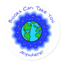 Book Can Take You Round Stickers, 2 sizes