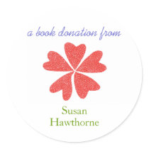 Book donation sticker - blooming hearts