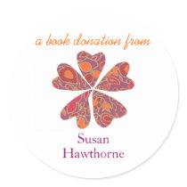 Book donation sticker - blooming hearts, purple