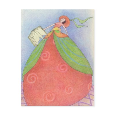 Book Girl Postcard by floatinglemons