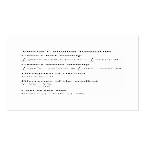 Book markers: The gifts of vector calculus Business Card