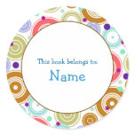 Book plate with colourful retro design stickers