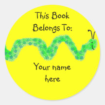 Book Worm, Book Plate Sticker