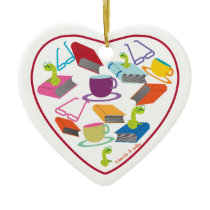 Book Worm Heart Ornament