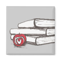 Books + An Apple | Magnet | Customisable