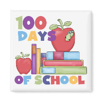 Books and Apples 100 Days of School Tshirts Fridge Magnets