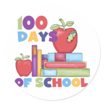 Books and Apples 100 Days of School Tshirts Sticker