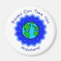 Books Can Take You Magnets, 2 shapes, 4 sizes