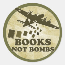 Books not Bombs Round Sticker