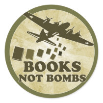 Books not Bombs Round Sticker