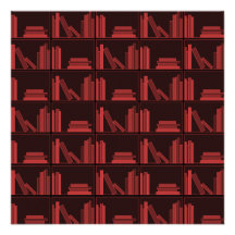 Books on Shelf. Dark Red. Custom Announcements