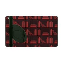Books on Shelf. Dark Red. iPad Covers