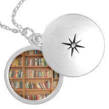 Bookshelf background custom necklace
