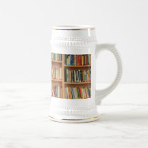 Bookshelf background mug