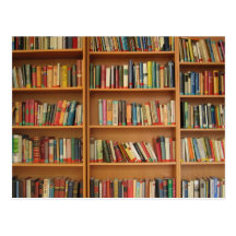 Bookshelf background postcards
