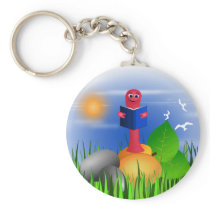 Bookworm Book Worm Colourful Cute Round Keychain