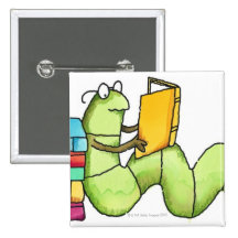 Bookworm Pinback Button