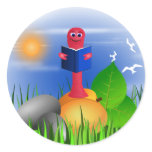 Bookworm Round Stickers