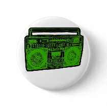 boombox ghetto blaster radio pinback button