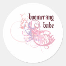 Boomerang Babe Round Stickers