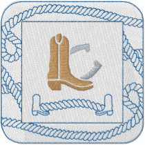 Boot with horseshoe embroidered shirt